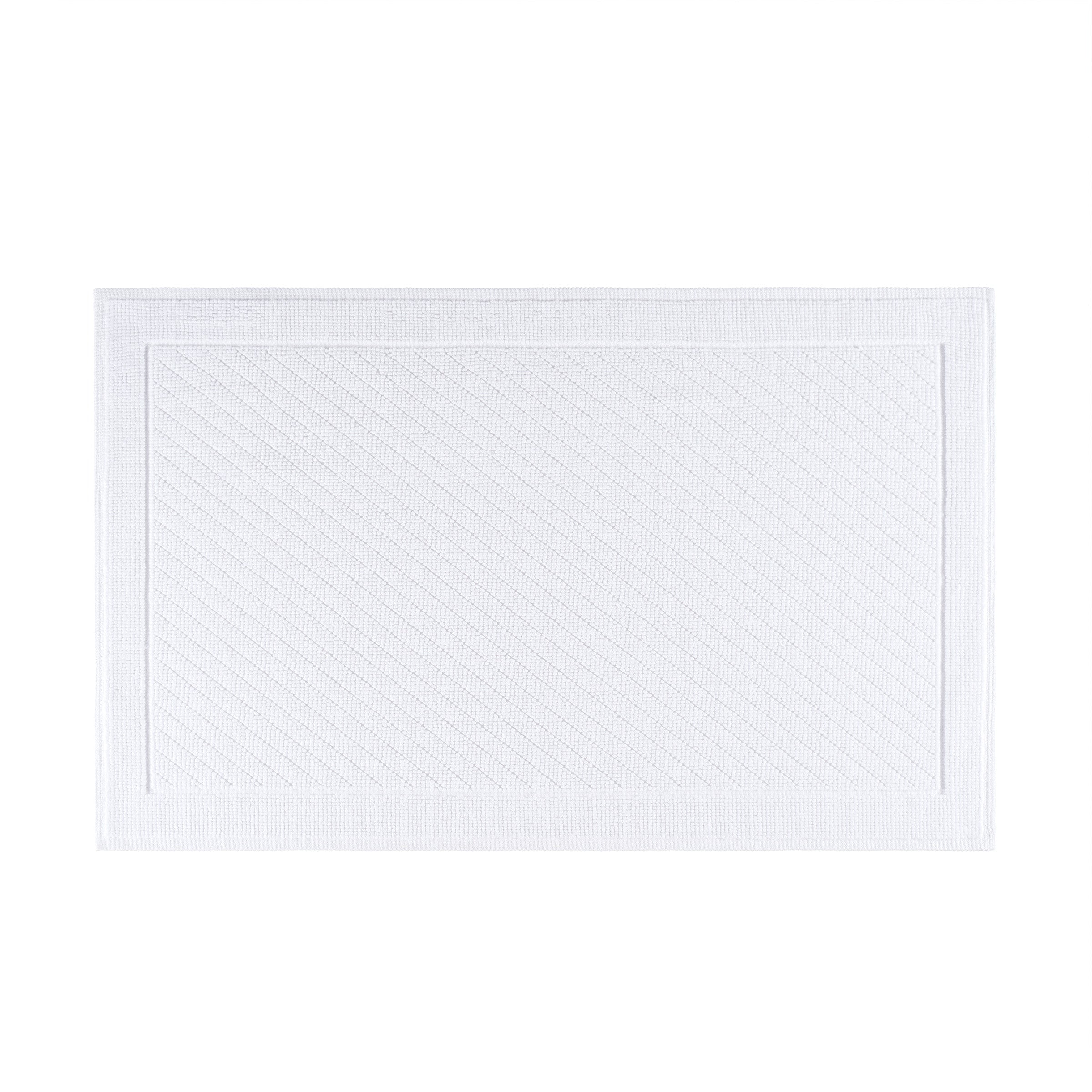 White Cotton Bath Rug with Textured Weave, 20x32