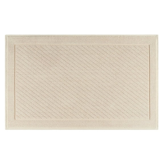 Host & Home Cotton Bath Rug, Stylish Textured Woven Design, Slip Resistant Backing, 24x36, Beige