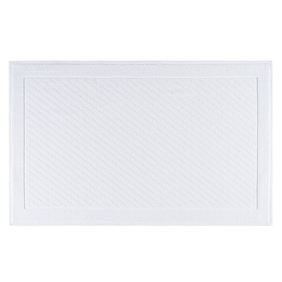 Host & Home Cotton Bath Rug, Stylish Textured Woven Design, Slip Resistant Backing, 24x36, White