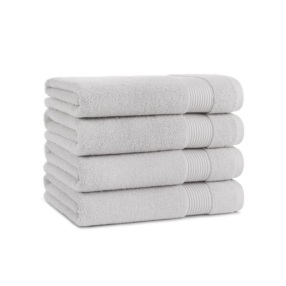 Host & Home Cotton Bath Towels (4 Pack) - 27x54 in., Soft & Absorbent - Light Grey