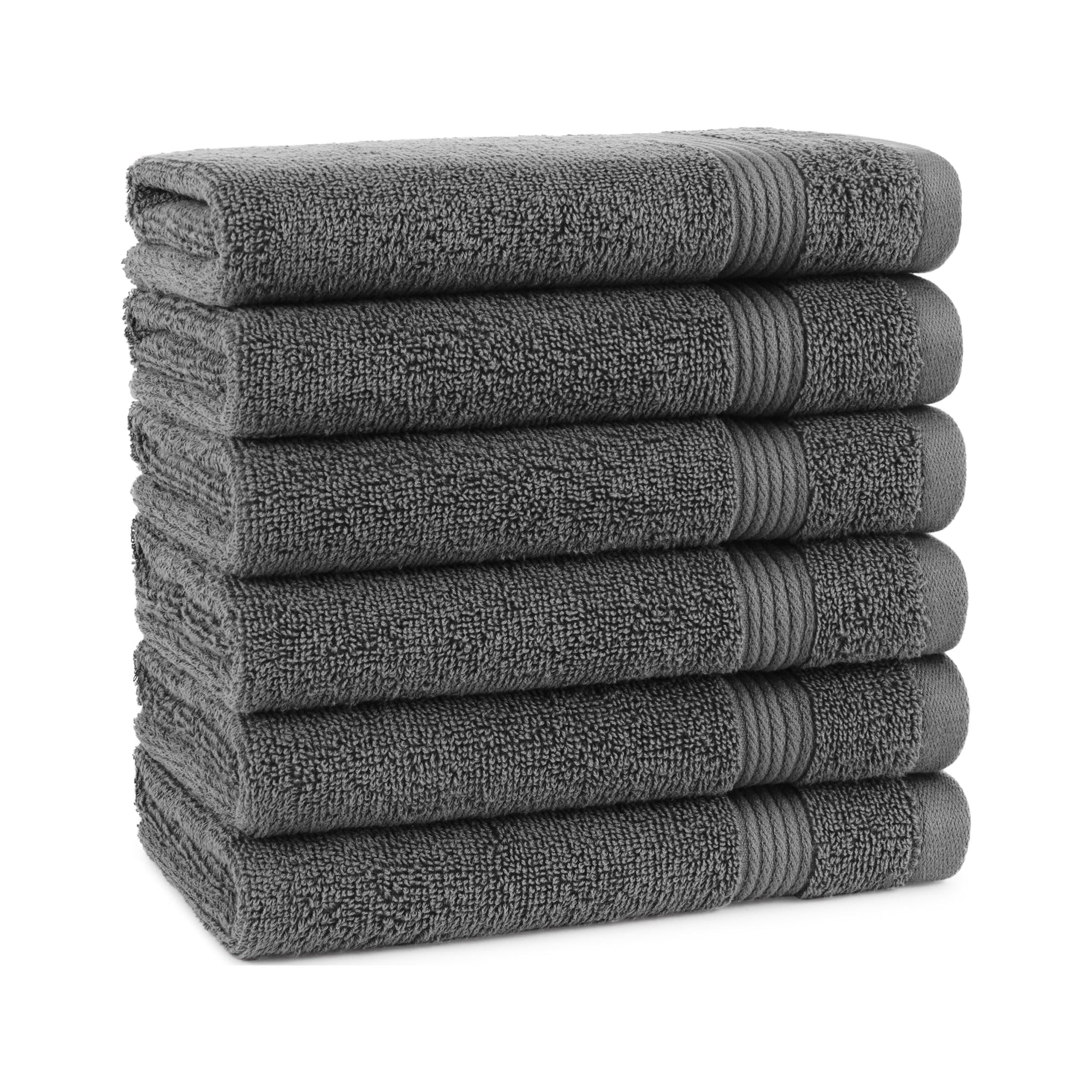 Host & Home Cotton Hand Towels (6 Pack) - 16x28 in., Soft & Absorbent - Dark Grey