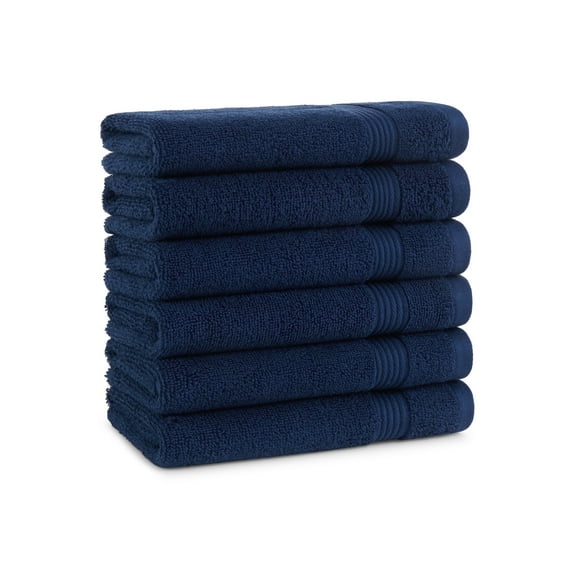 Host & Home Cotton Hand Towels (6 Pack) - 16x28 in., Soft & Absorbent - Lapis Navy