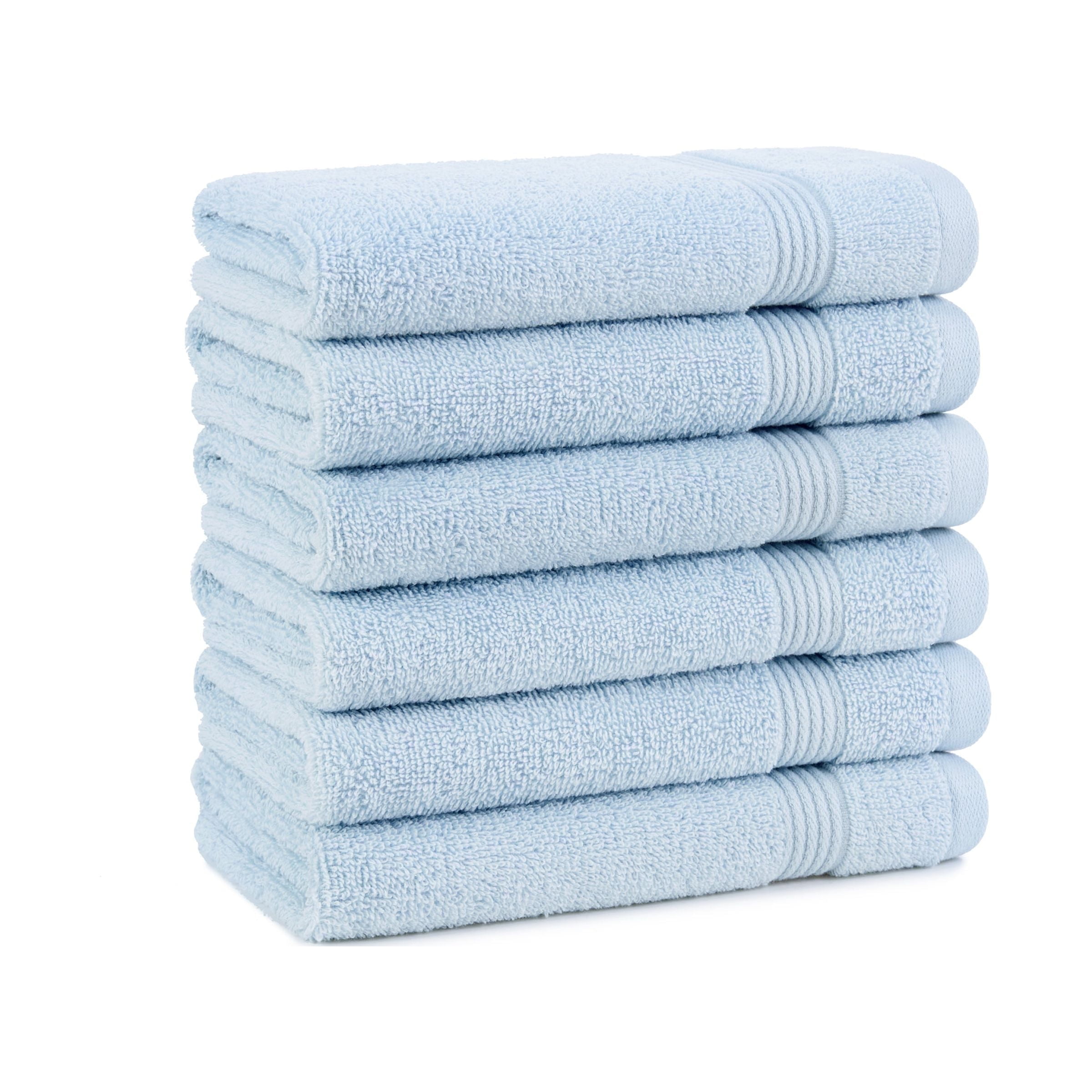 Host & Home Cotton Hand Towels (6 Pack) - 16x28 in., Soft & Absorbent - Misty Blue