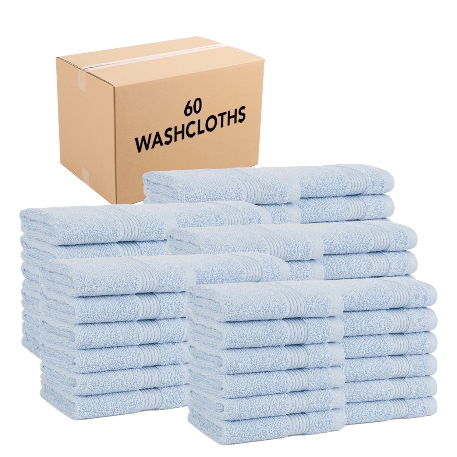 Host & Home Cotton Wash Cloths (Bulk Case of 60) - 13x13 in., Soft ...