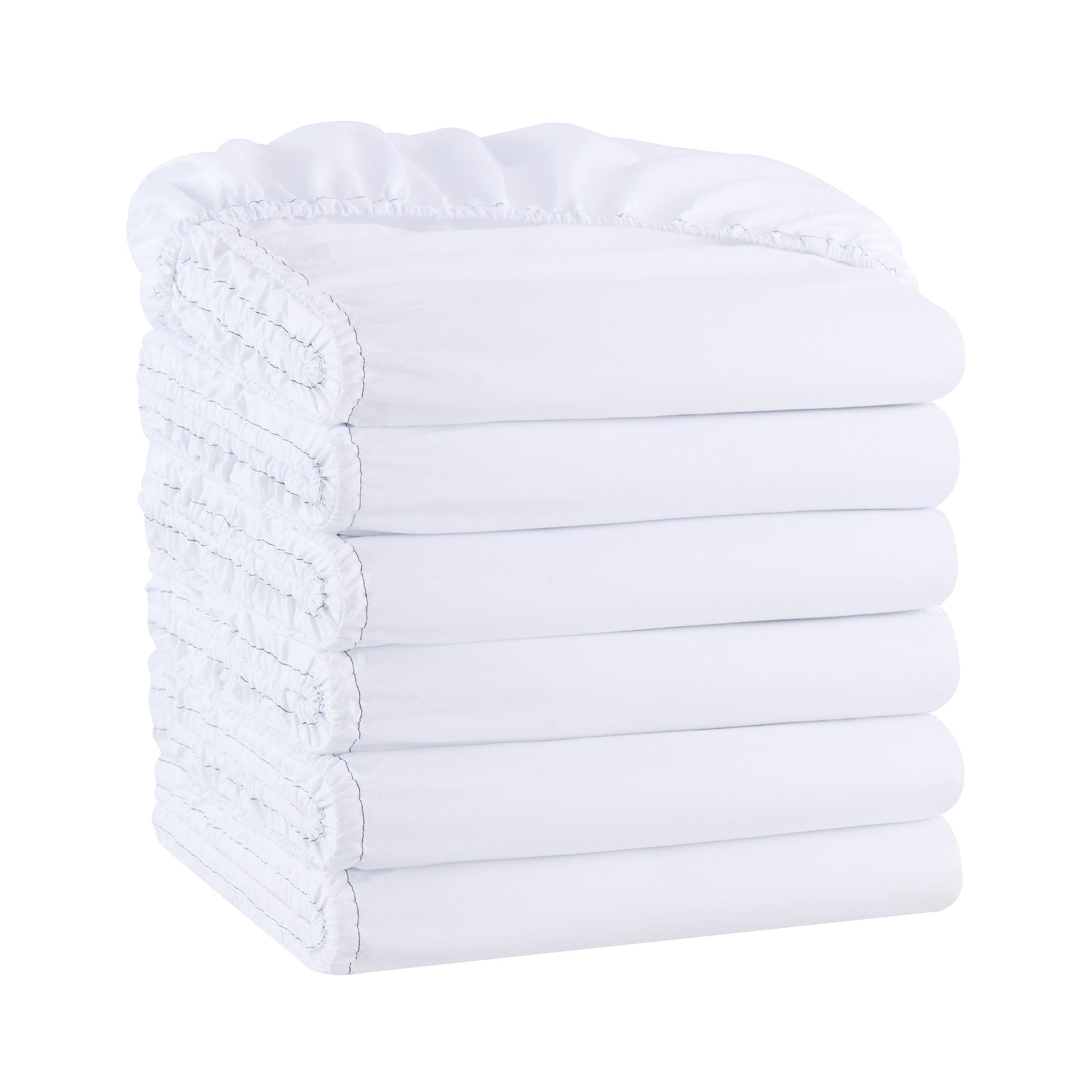 Queen White Brushed Microfiber Fitted Sheets Set - Pack of 6