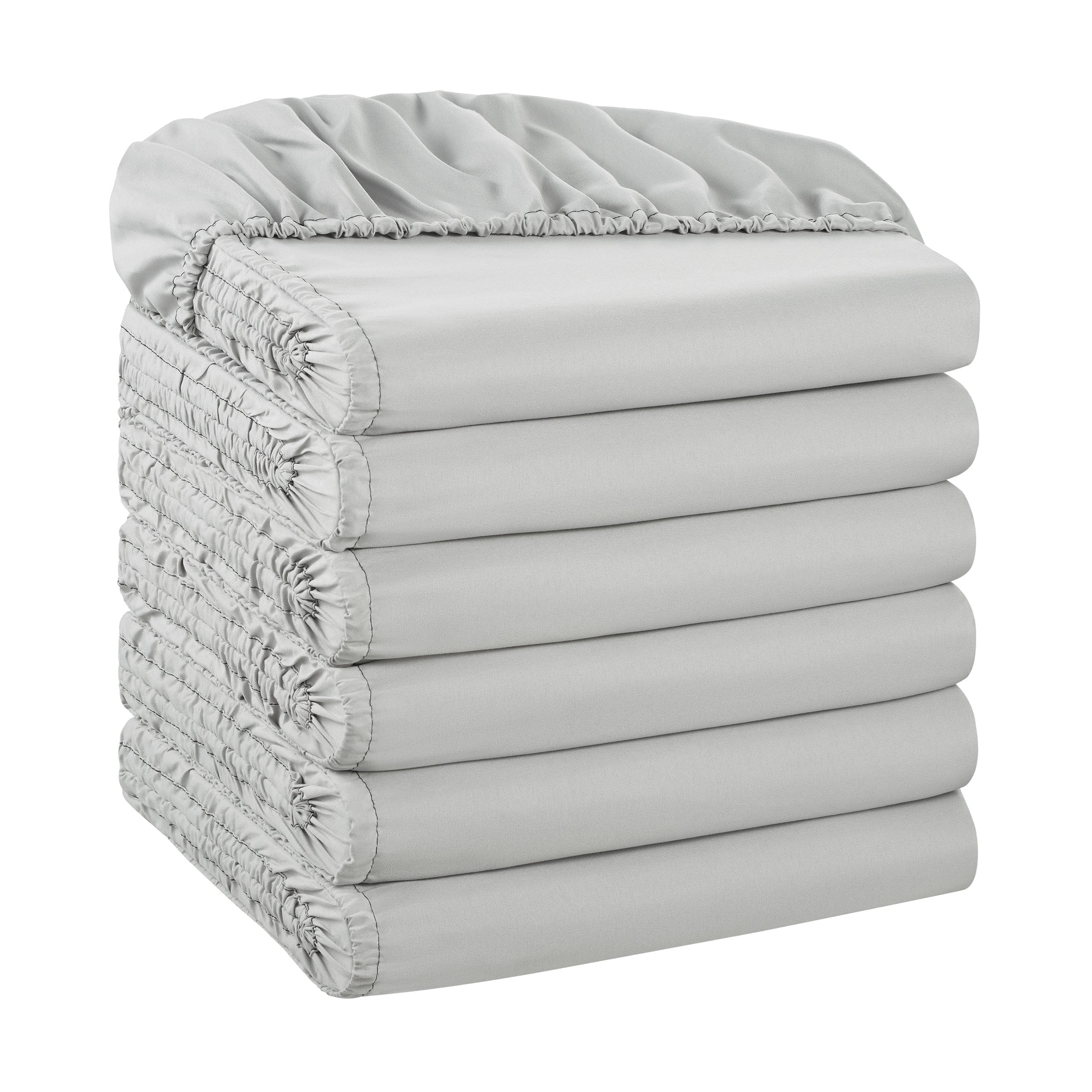 Twin XL Gray Brushed Microfiber Deep Pocket Fitted Sheets - Pack of 6