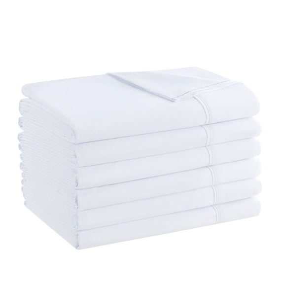 Host & Home Flat Sheets (Pack of 6), Brushed Microfiber Hypoallergenic Bedding - Twin - White