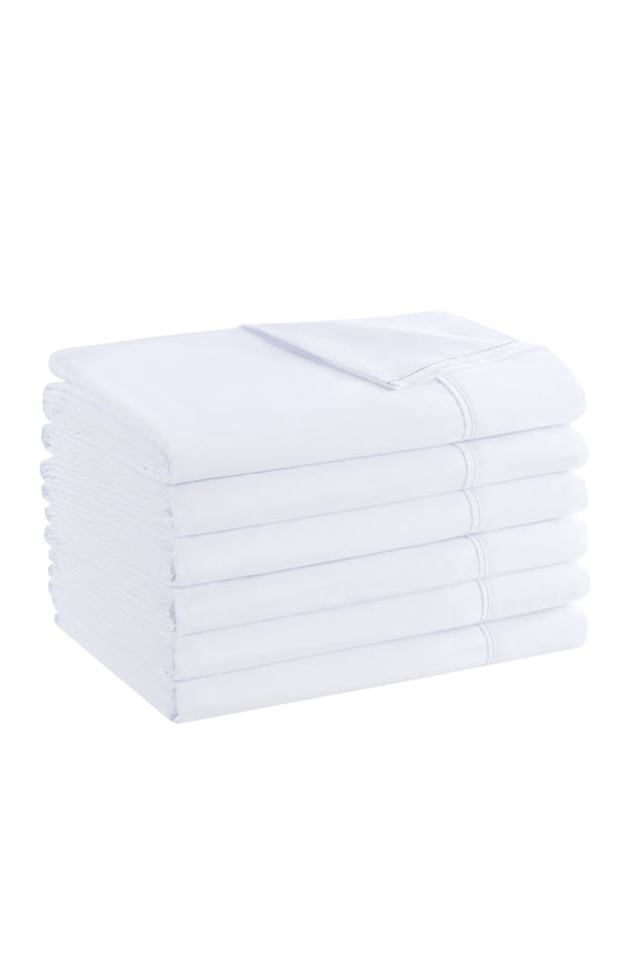 Flat Sheets (Pack of 6), Brushed Microfiber Hypoallergenic Bedding - Twin - White
