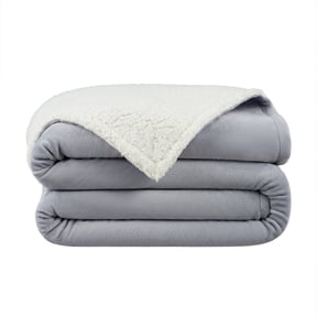 Host & Home Plush Sherpa 2-Sided Blanket, Plush Mink Velvet Face, Plush Sherpa Reverse, Twin XL 68x90, Grey