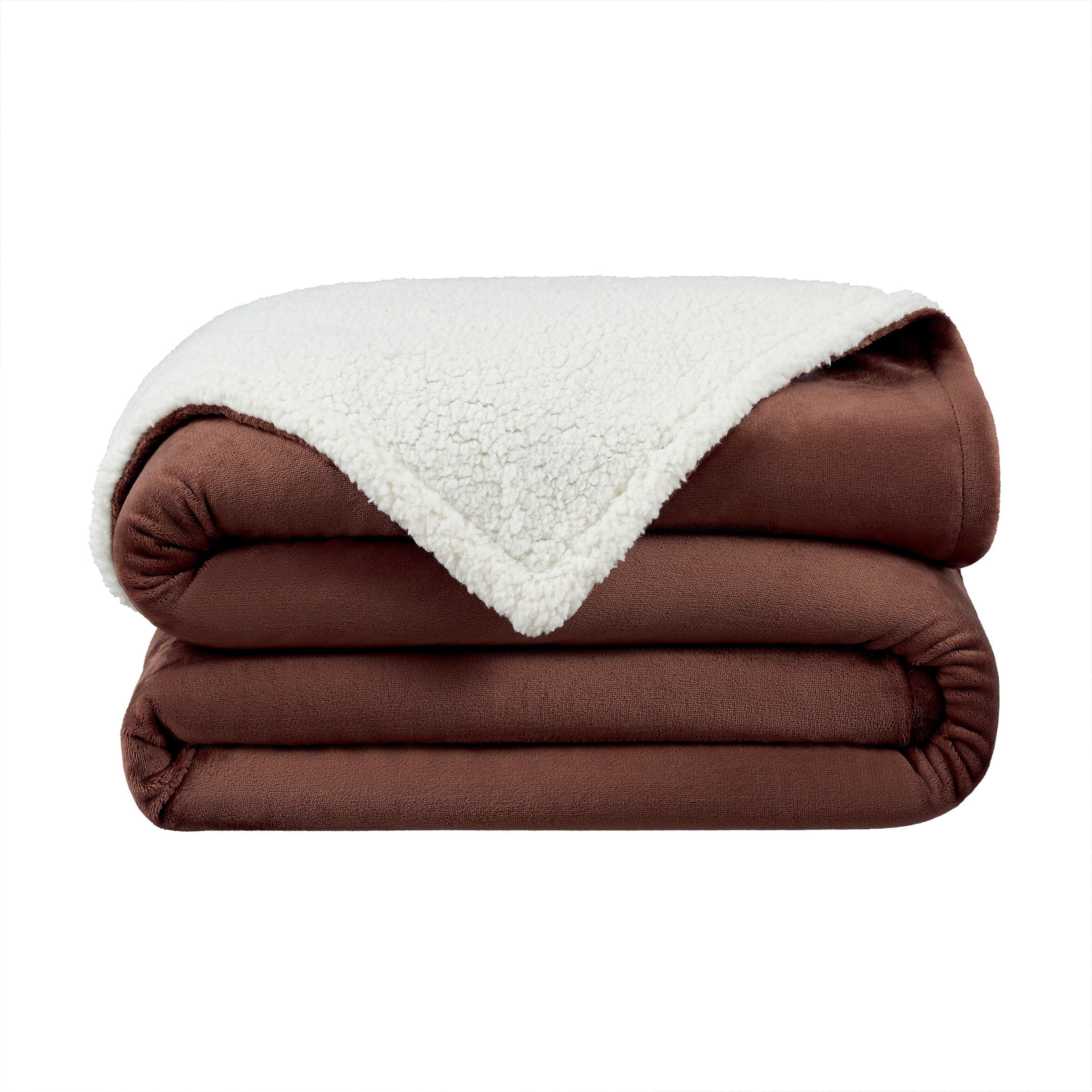 Full/Queen Chocolate Brown Reversible Fleece Sherpa Blanket