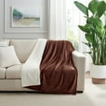 thumbnail image 1 of Host & Home Plush Sherpa Throw Blanket, Plush Mink Velvet Face with Plush Sherpa Reverse, 50x60, Brown, 1 of 7
