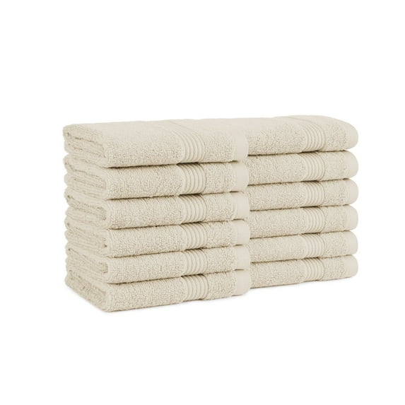 Host & Home Cotton Wash Cloths (12 Pack) - 13x13 in., Soft & Absorbent - Ivory