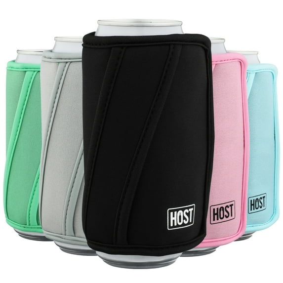 Host Insta-Chill Slim Can Sleeve for Beer, Soda, Seltzer, Juice Cans, Black