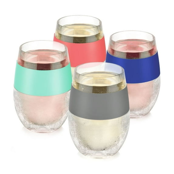 Host Freeze Wine Glasses, Cooling Cups, 8.5 oz, Set of 4, Assorted Colors