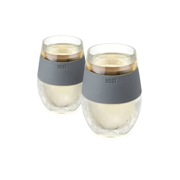 Host Plastic Double Wall Insulated Wine Freeze Cup Set - Wine Glass, 8.5 oz Grey