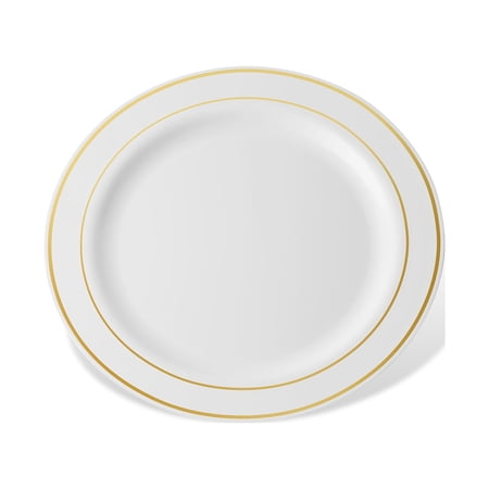 Host & Porter Gold Rim Plastic Dessert Plates, 6", 10 Count