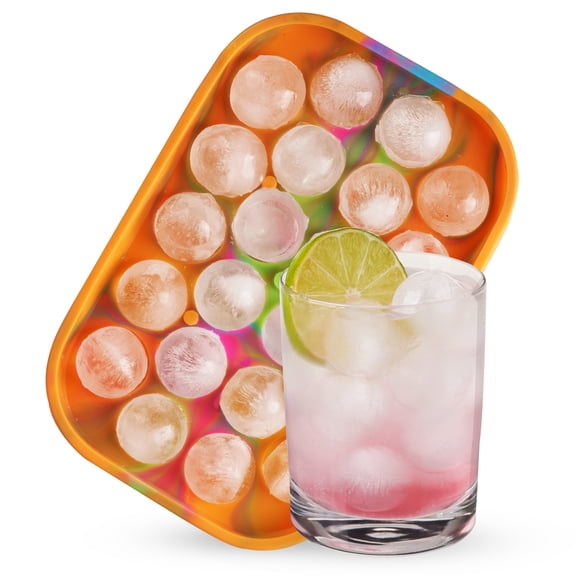 Host Silicone 1" Ice Sphere Silicone Mold with Colorful Marble Finish - Makes 22 Ice Spheres, Set of 1