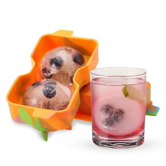 Host Silicone 2.25" Ice Sphere Silicone Mold in Colored Marble - 2.25” Large Ice Ball Maker - Slow-Melting for Cocktails & Whiskey - Food-Safe & Dishwasher Safe - Makes Two Ice Spheres, Set of 1