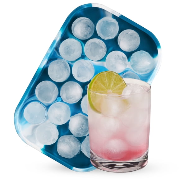 Host Silicone Mini Ice Ball Cube Tray for Whiskey, Coffee, Tea, Blue Marble