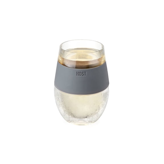 Host Wine Freeze Cooling Cup, Double Wall Insulated Tumbler, 8.5 oz Grey