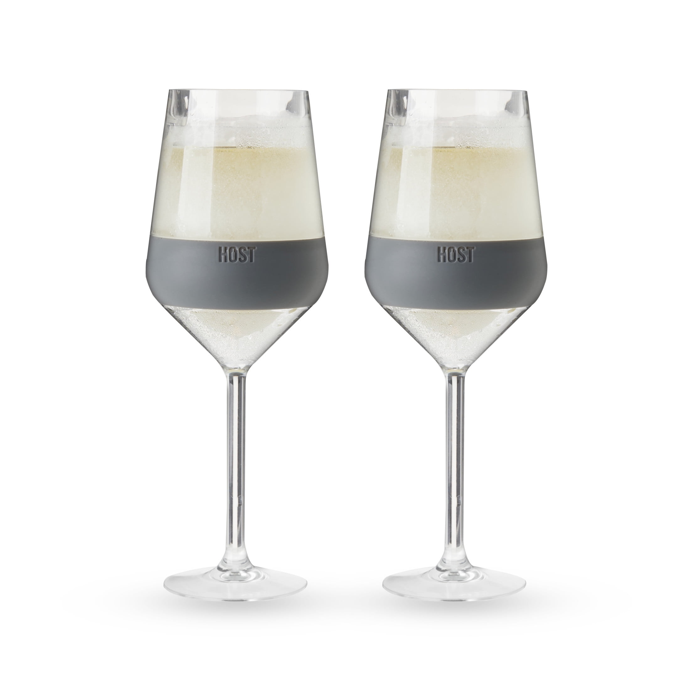 Host Wine Freeze Double Walled Stemmed Wine Glasses, 6.5oz Set of 2, Gray