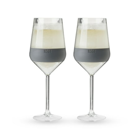Host Wine Freeze Double Walled Stemmed Wine Glasses, 6.5oz Set of 2, Gray