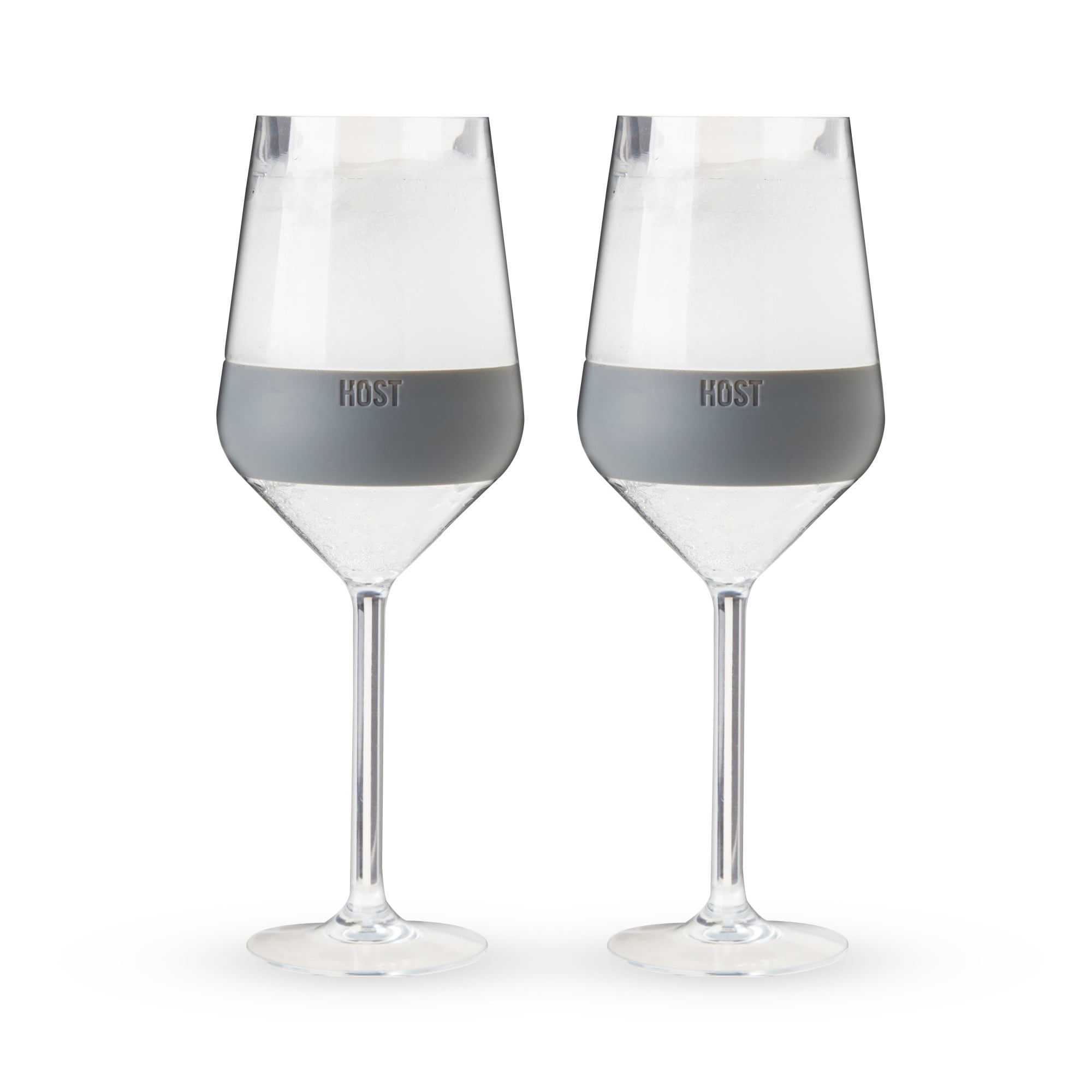 Host Wine Freeze Double-Walled Stemmed Wine Glasses - Plastic Tumblers, Gray