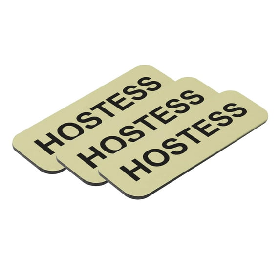 Hostess 1 x 3" Name Tag, Brushed Gold (3 Pack)