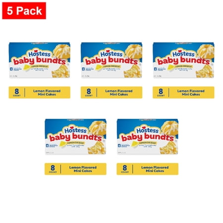 Hostess Baby Bundts, Lemon Drizzle Flavored Mini Cakes 8 count - 5 Pack