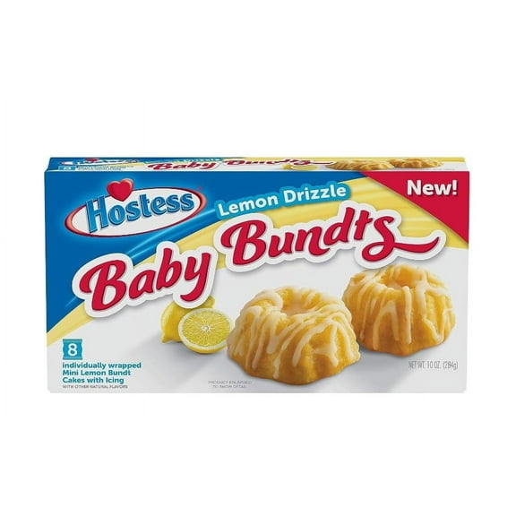 Hostess Baby Bundts, Lemon Drizzle Snack Cakes 8 Count, 10 Ounce (Pack Of 4)