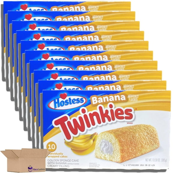 Hostess Banana Twinkies Bulk Value Pack | 10 Count Box | Pack of 10 (100 Total Twinkies)