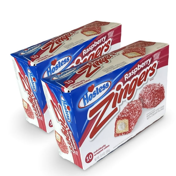 Hostess Raspberry Zingers Value Pack, 10 Individually Wrapped | 2 Box (20 Total Zingers)