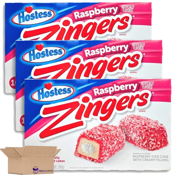 Hostess Raspberry Zingers Value Pack | 13.4 Oz Box of 10 Individually Wrapped | Pack of 3 (30 Total Zingers)
