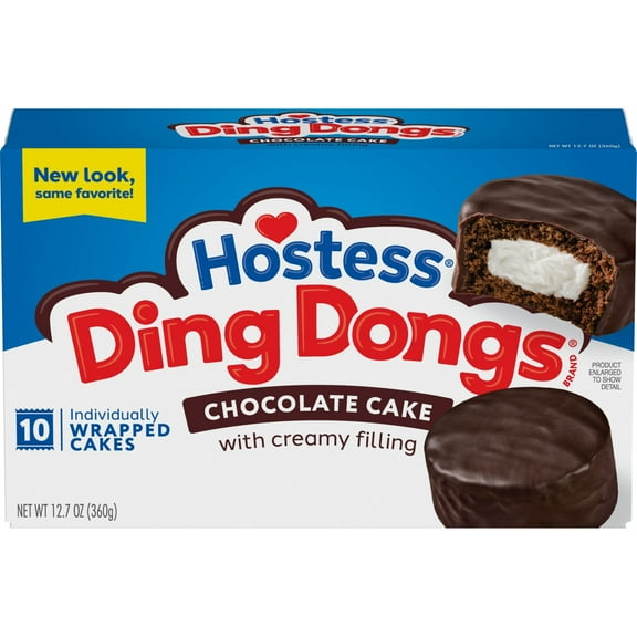 Hostess Ding Dongs Snack Cakes, Chocolate Flavor, 12.7 oz Box (10 Ct.)