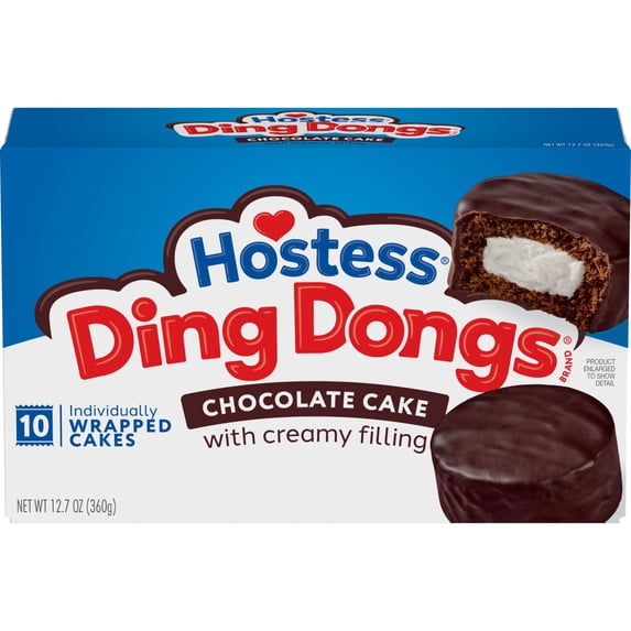 Hostess Ding Dongs Snack Cakes, Chocolate Flavor, 12.7 oz Box (10 Count)