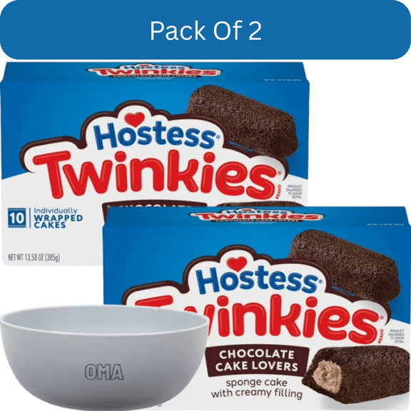 Hostess Chocolate Lovers Twinkies  13.58 oz (10 Count)-2pk, With White Bowl By OMA