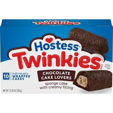 Hostess Twinkies Chocolate Lovers Snack Cakes, Chocolate Sponge Cake with Chocolate Flavored Filling, 13.58 oz Box (10 Ct.)