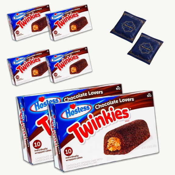 Hostess Chocolate Lovers Twinkies (6pks - 60 Twinkies) - Organic Roasted Yerba Mate Teabags (2) - Gourmet Snack Bundle