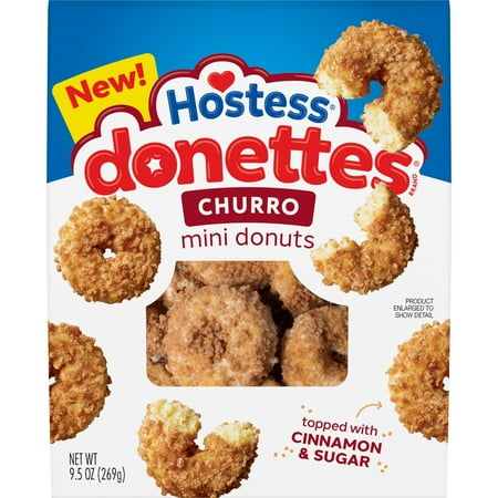 Hostess Donettes, Churro Mini Donuts Topped with Cinnamon Sugar, 9.5 oz Bag