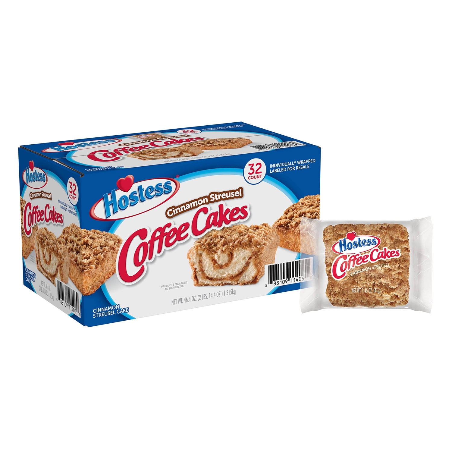 2 PACK | Hostess Cinnamon Streusel Coffee Cake (1.44oz / 64 32pk per box)2 box pack