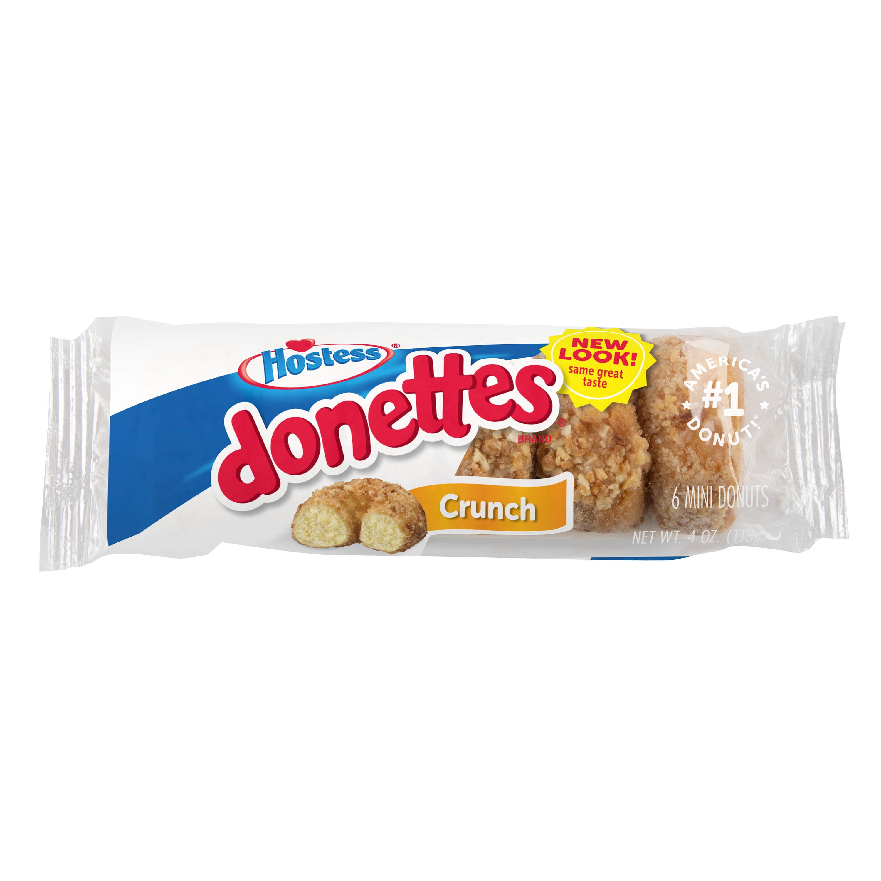 Hostess Crunch Donuts, Single Serve, 6 Count Wide, 4 oz.