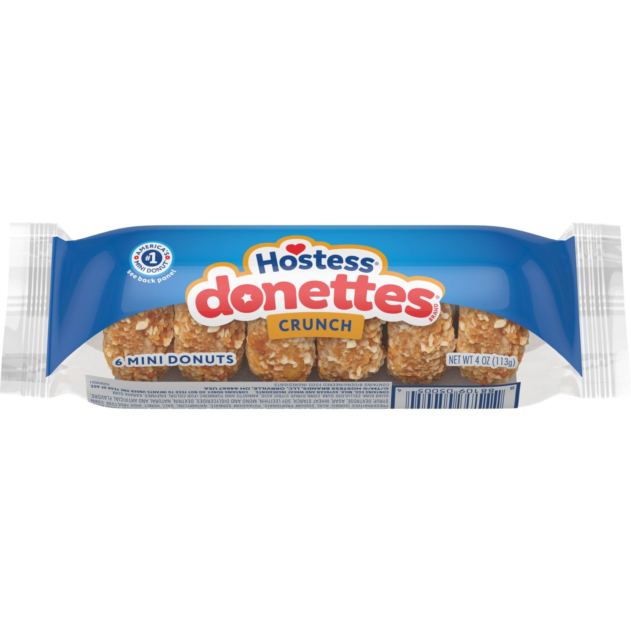 Hostess Donettes, Crunch Mini Donuts, 4 oz Sleeve (6 Mini Donuts)