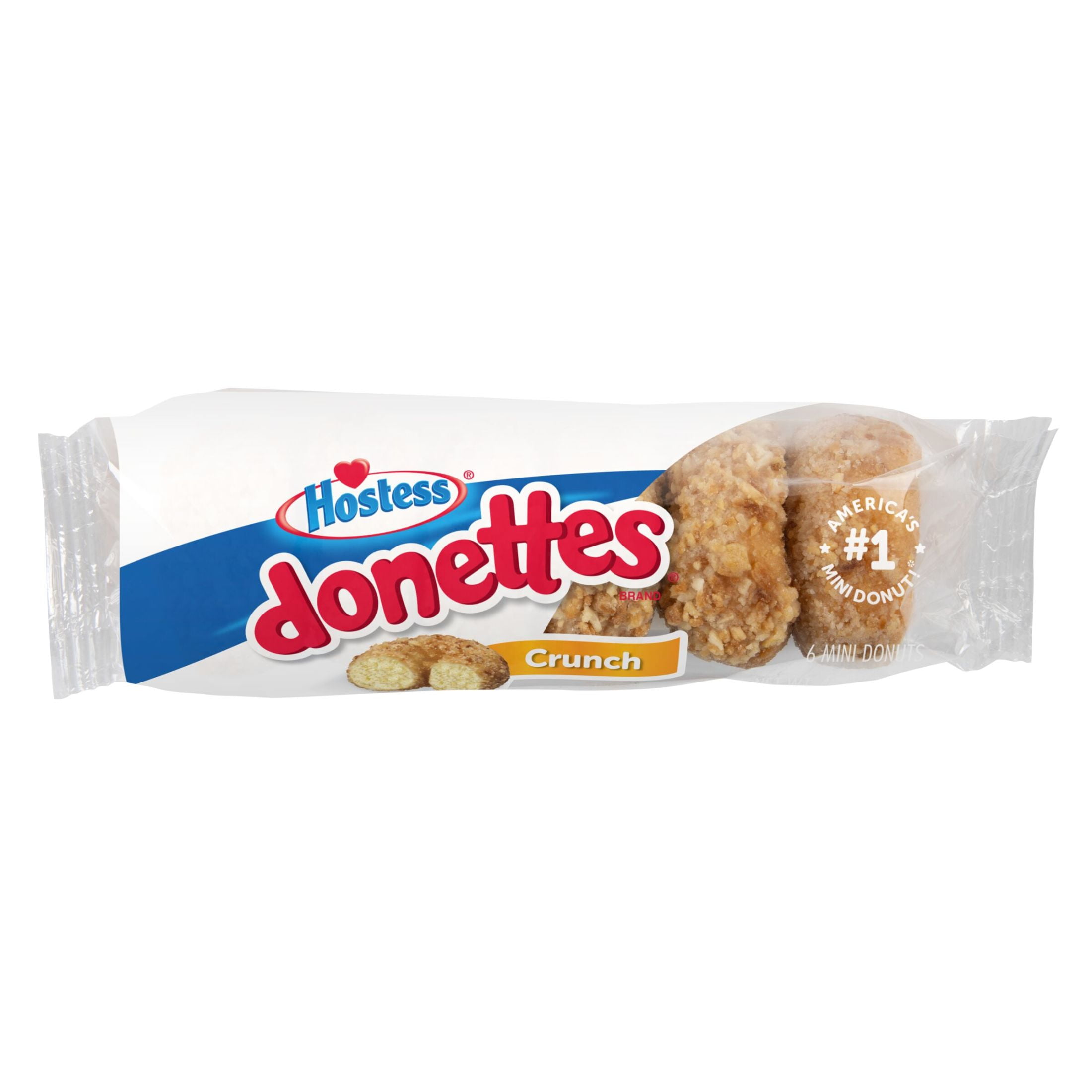 HOSTESS Crunch DONETTES Donuts Single Serve, 6 Count, 4 oz