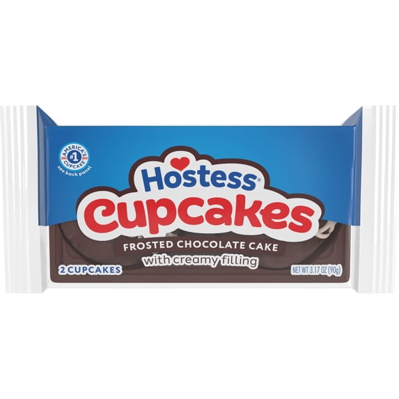 Hostess Cupcakes, Chocolate Snack Cakes, 3.17 oz Sleeve (2 Cupcakes)