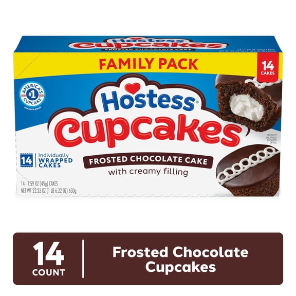 Hostess Cupcakes, Chocolate Snack Cakes, 22.22 oz Box (14 Count)