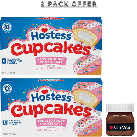 Hostess Cupcakes, Frosted Sugar Cookie Artificially Flavored Snack Cakes, 12.7 oz Box (8 Count, Individually Wrapped)