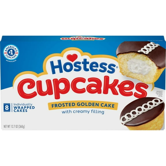 Hostess Cupcakes, Golden Snack Cakes, 12.7 Oz. Box (8 Ct.) - Pack of 2
