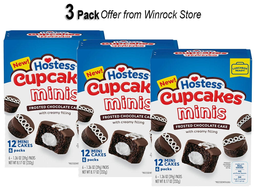 Hostess Cupcakes Minis, Chocolate Cupcakes with Creamy Filling, 12 ...