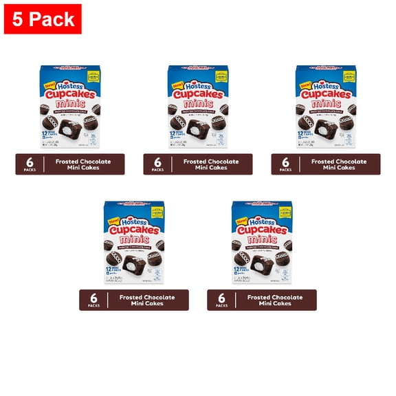 Hostess Cupcakes Minis, Chocolate Snack Cakes 6 count - 5 Pack