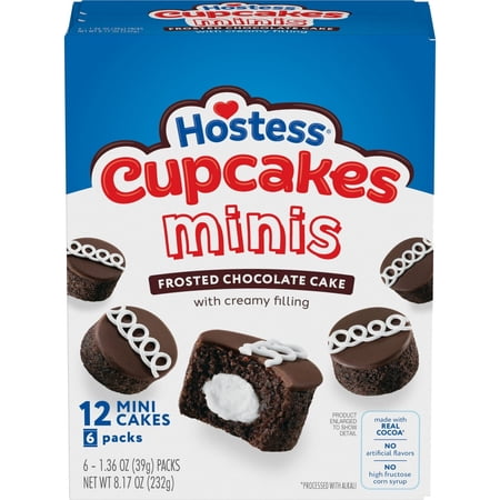Hostess Cupcakes Minis, Chocolate Snack Cakes, 8.17 oz Box (6 Pouches)